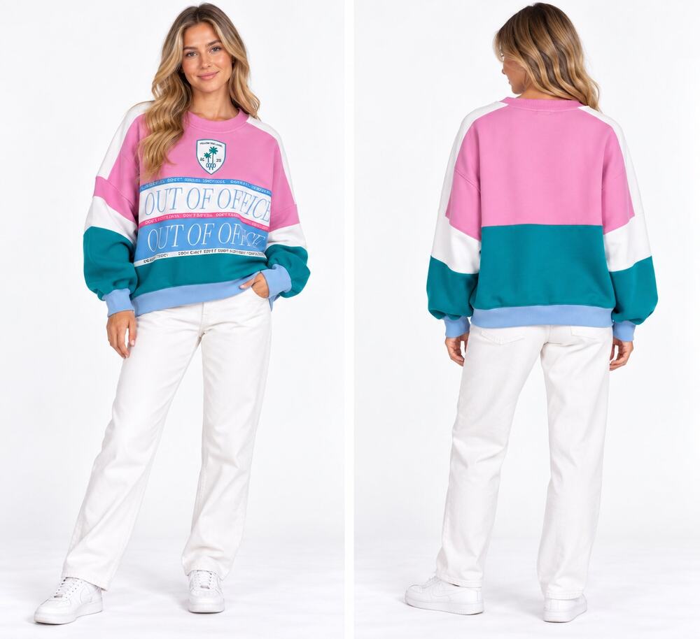 YLLW Yellow The Label OOO Club Out of Office Colorblock Sweatshirt M *Read